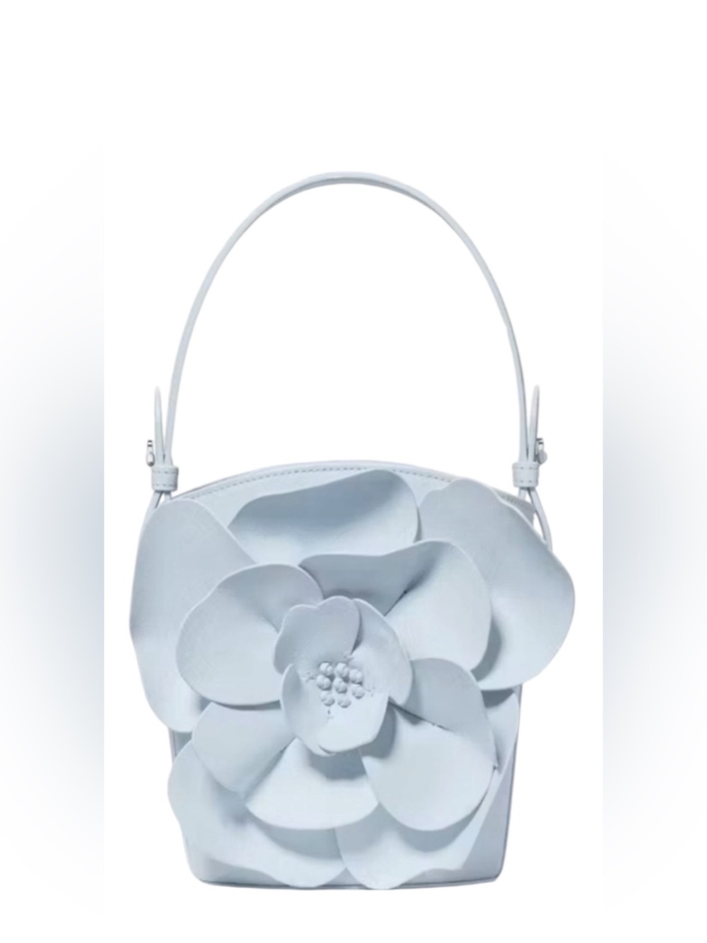 Kate Spade Flora Leather Bucket Crossbody Bag NWT Pale Sapphire Blue Flora